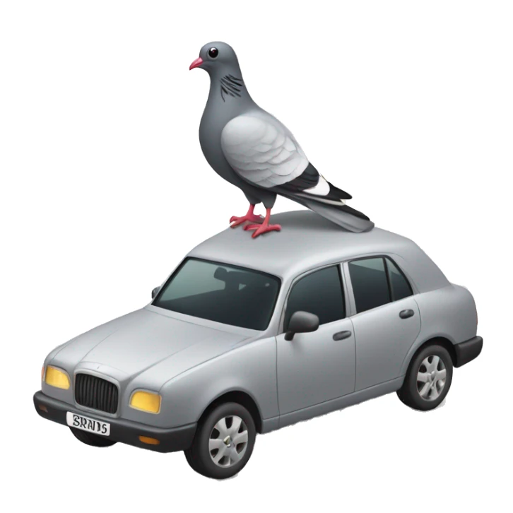 Car with a pigeon on the roof sticker