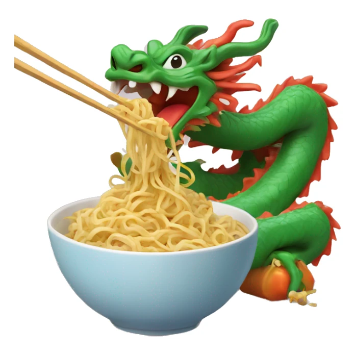 Chinese dragon eating noodles  sticker
