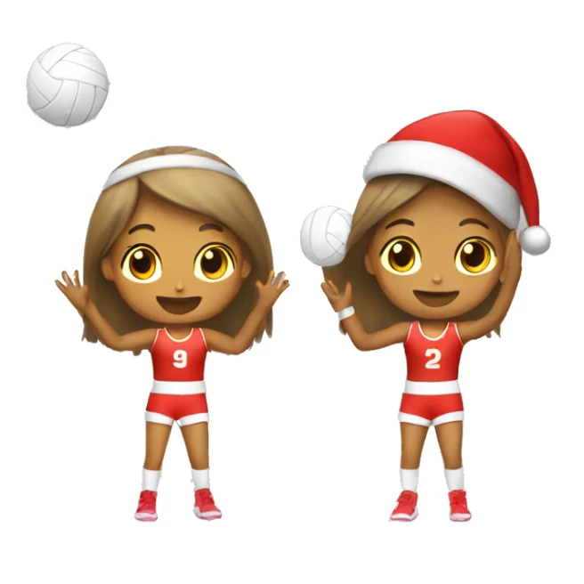 Girl playing volleyball with Santa hat sticker