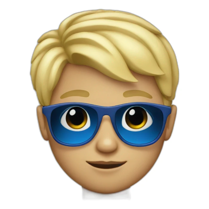 Little boy with blonde hair with blue sunglasses sticker