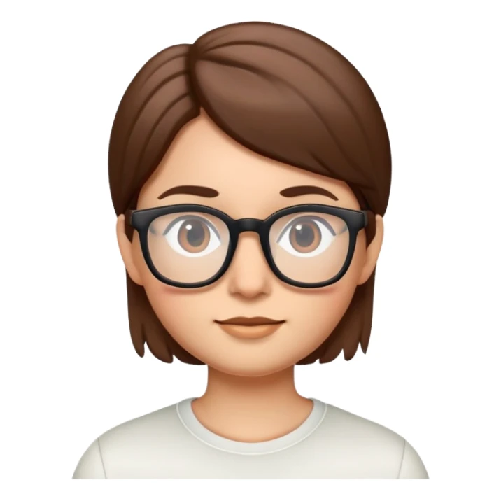 Face with straight hair and glasses, Apple Memoji style sticker