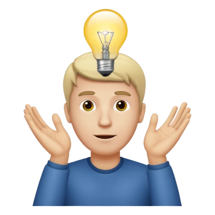 white man with light bulb over head, came up with idea sticker