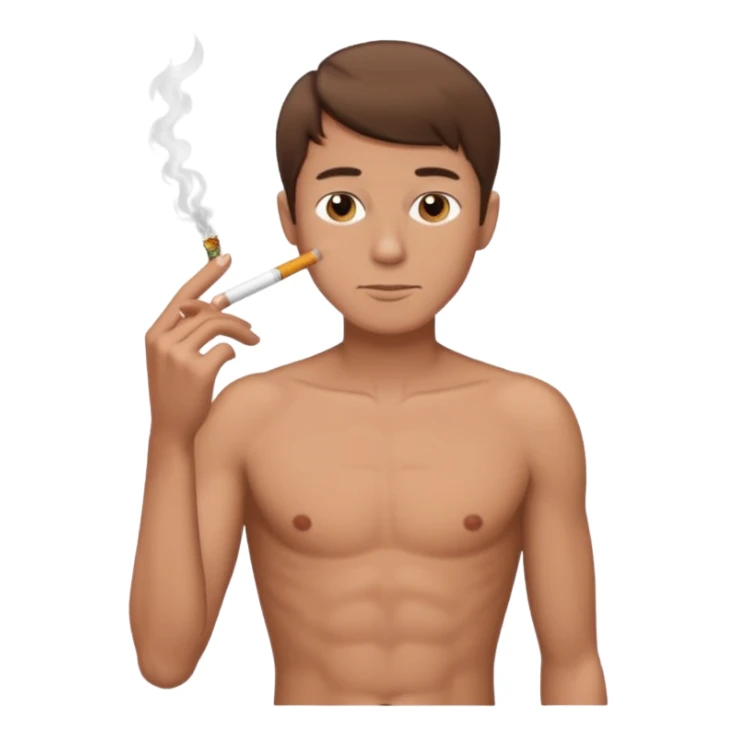 Shirtless thin man with a cigarette and short brown hair sticker