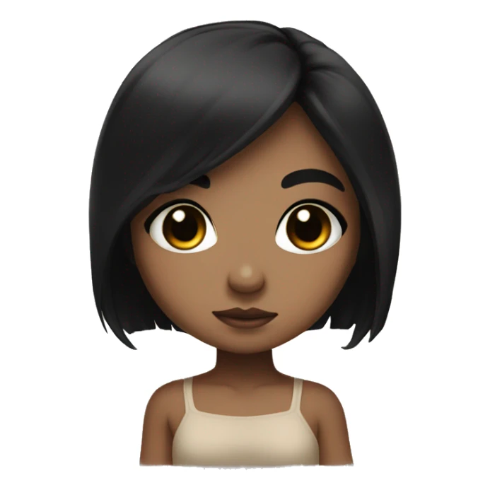 Warm skin chibi girl with black hair and black eyes  sticker