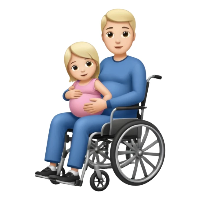 Wheel chair pregnant man sticker