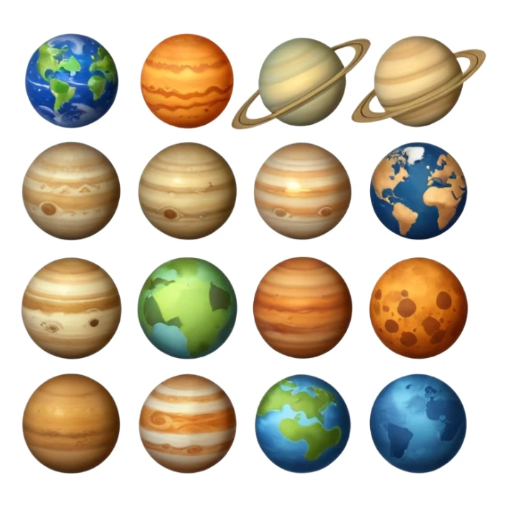 12 planets emojis I need a labeled and a ine for each planet :mercury, Venus , earth , mars, Jupiter Saturn, Neptune, Pluto, Uranus  sticker