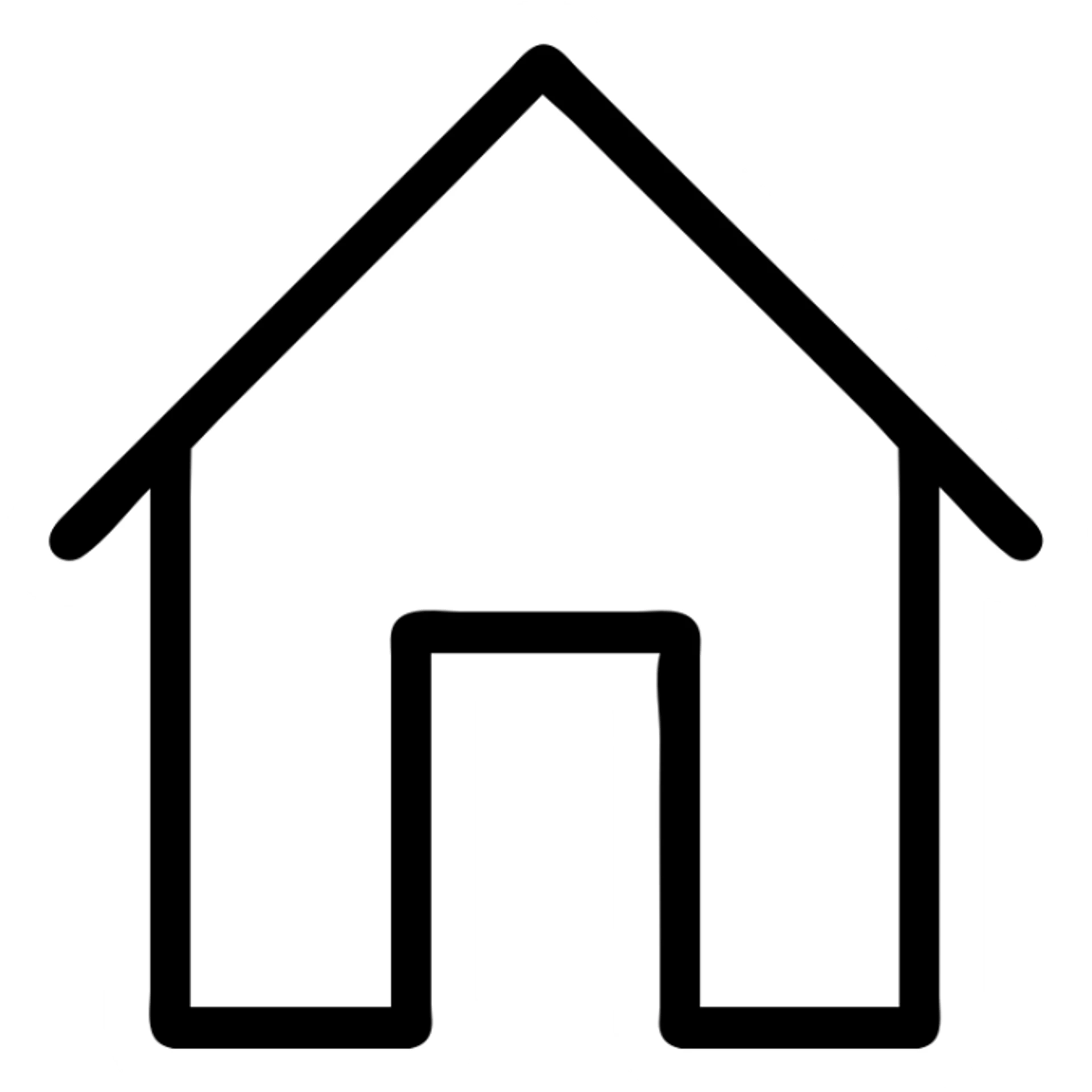 simple house icon, minimalist and bold, clean black outlines, no fill, modern icon style sticker