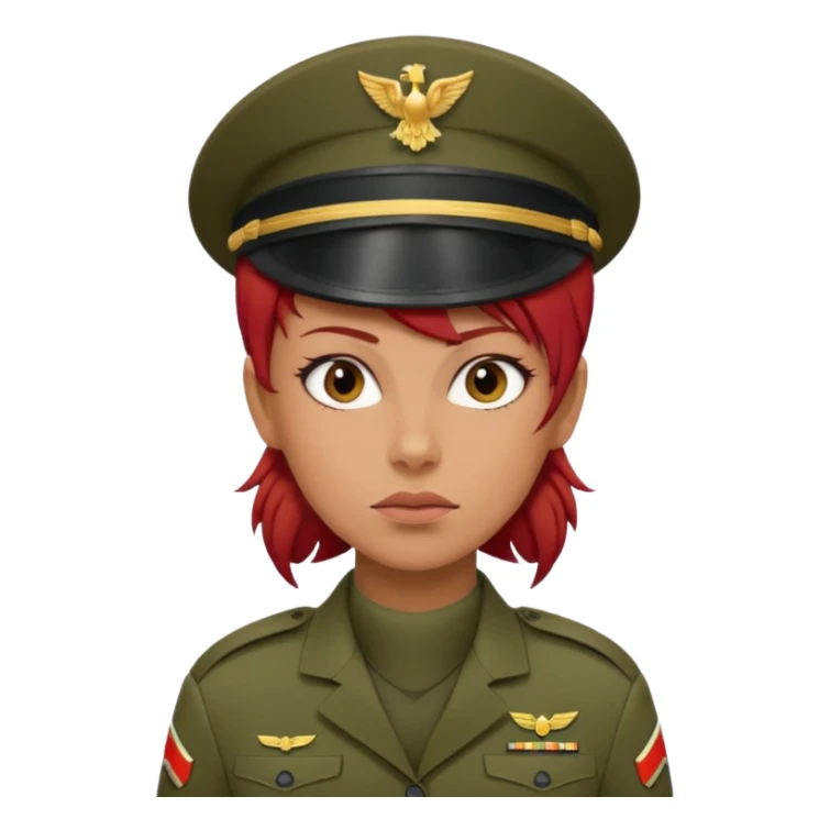 female soldier red hair style sticker