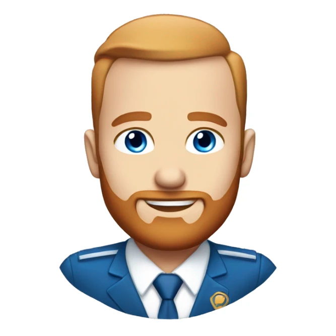 Flight attendant male balding, red beard, blue eyes sticker