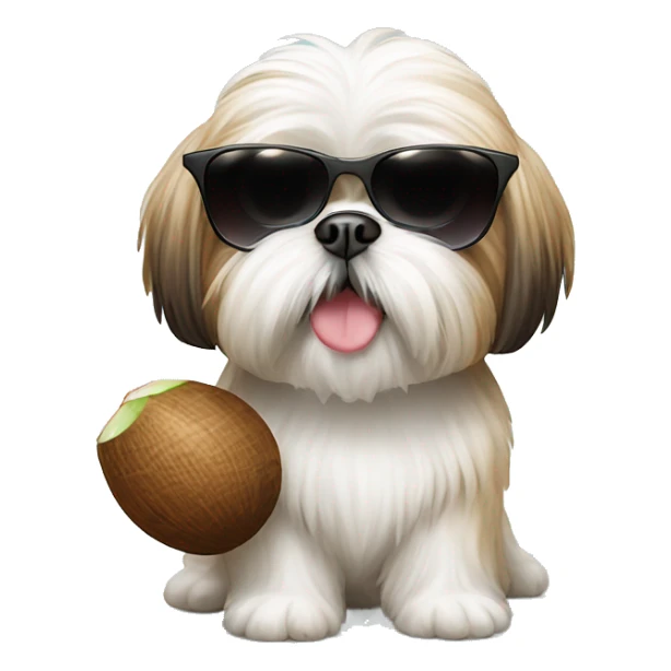 Shih Tzu with sunglasses and a coconut in his hand  sticker