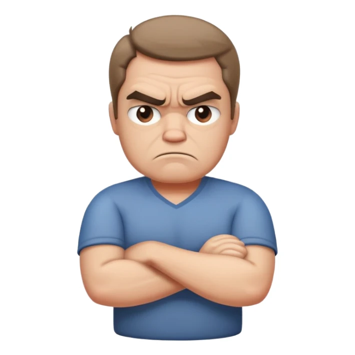 Bitter grumpy person with frown, arms crossed sticker