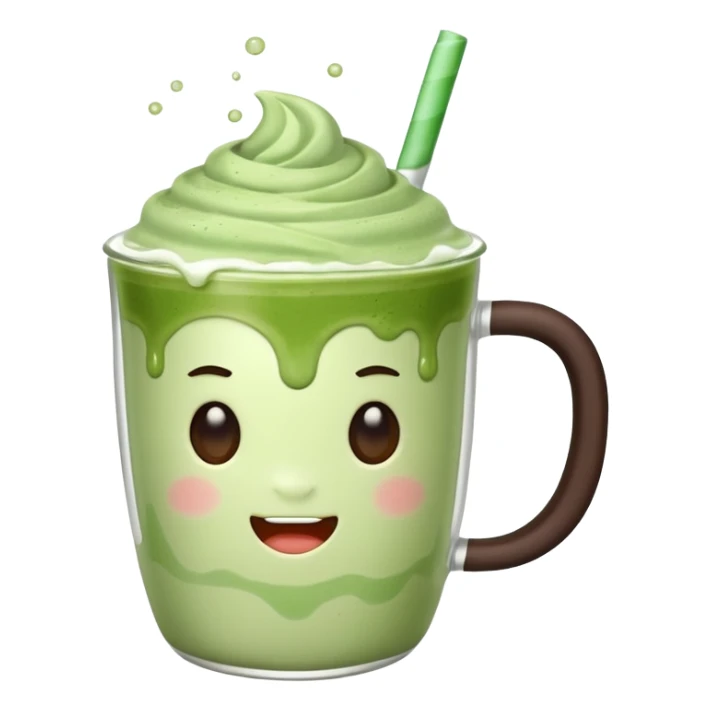 matcha latte with boba and ice without sticks and add a lil coffee  sticker