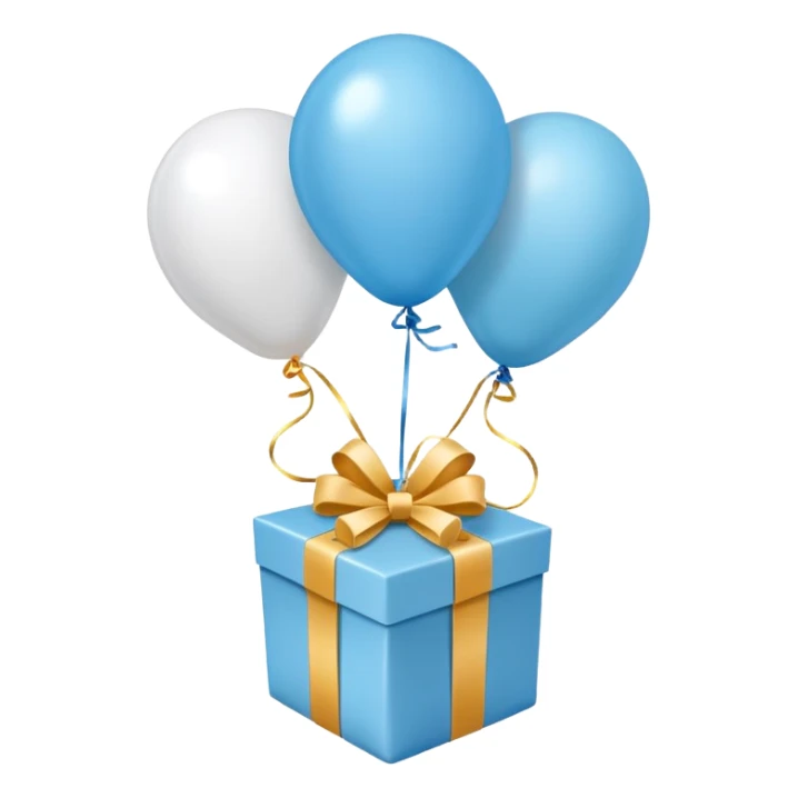 Make light blue and white balloons, and under the balloon strings, put gifts. sticker