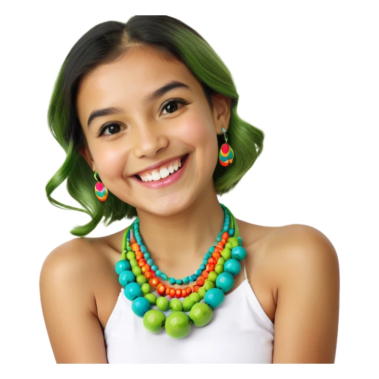 smiling girl with necklace sticker