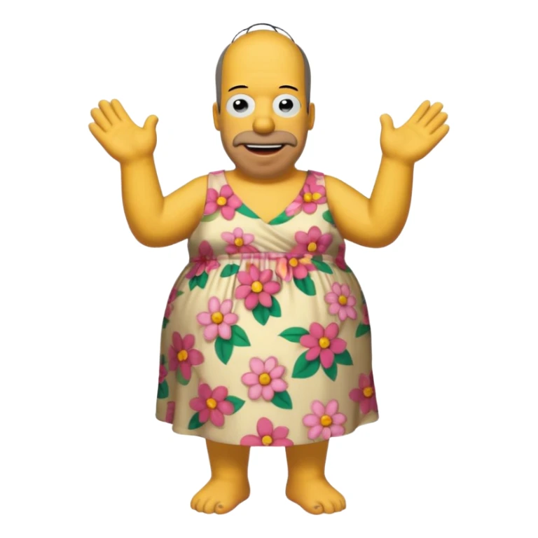 fat hommer simpson with flowers dress sticker