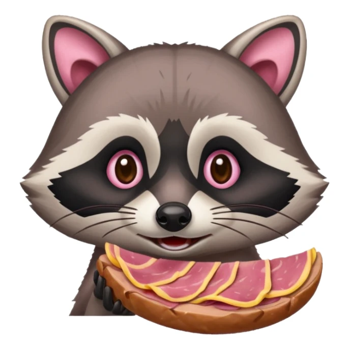 raccoon eating SPAM meat   sticker