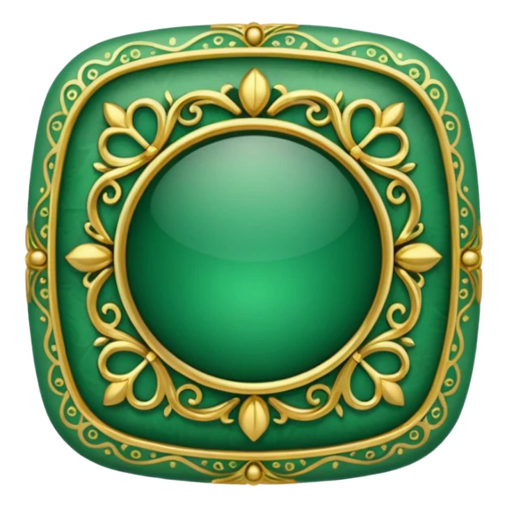 Jade and gold filigree style rounded square icon button sticker
