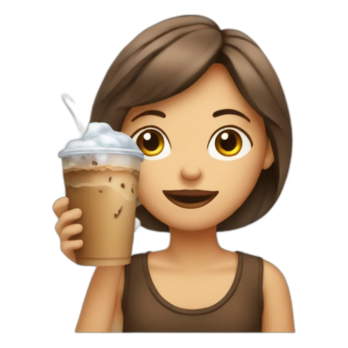 iced coffee girl thinking sticker