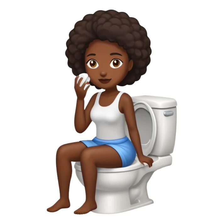 Dark-skinned woman using the toilet sticker