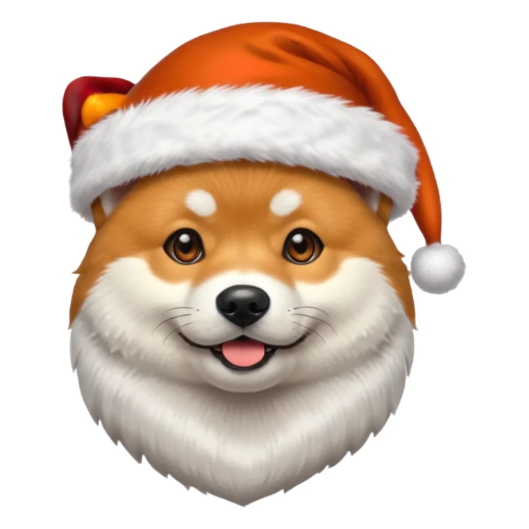 shiba inu wearing santa hat with grey beard like santa sticker