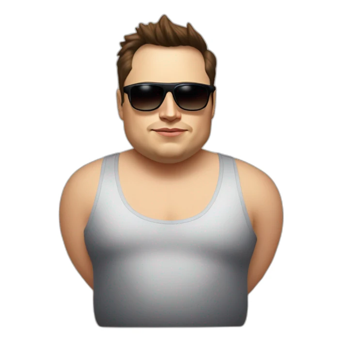 fat elon musk wearing a tank top and small sunglasses sticker
