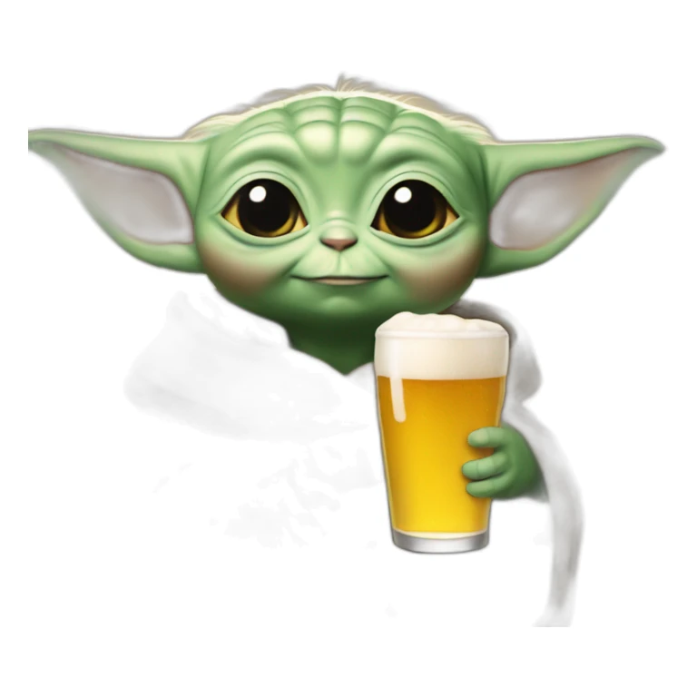 Baby yoda holding beer sticker