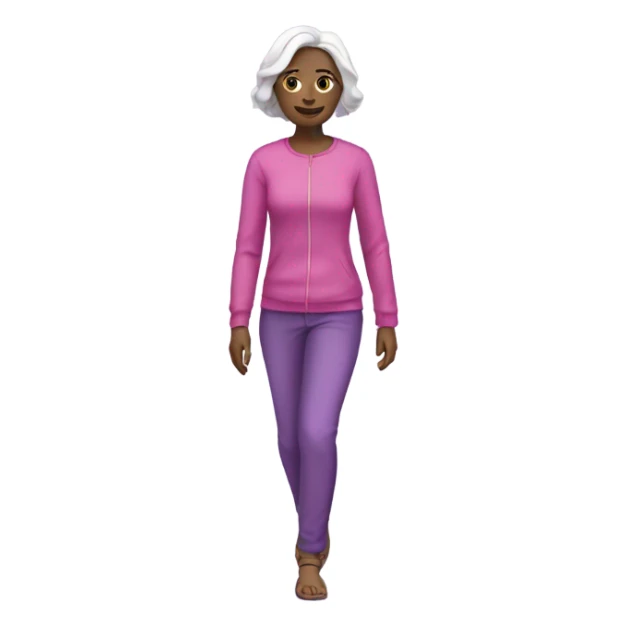 White skinned  Woman walking pink and purple clothes sticker