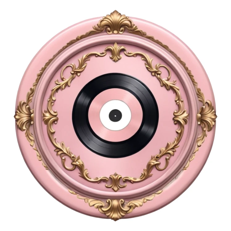 Vintage ornate rococo pale pink vinyl record sticker