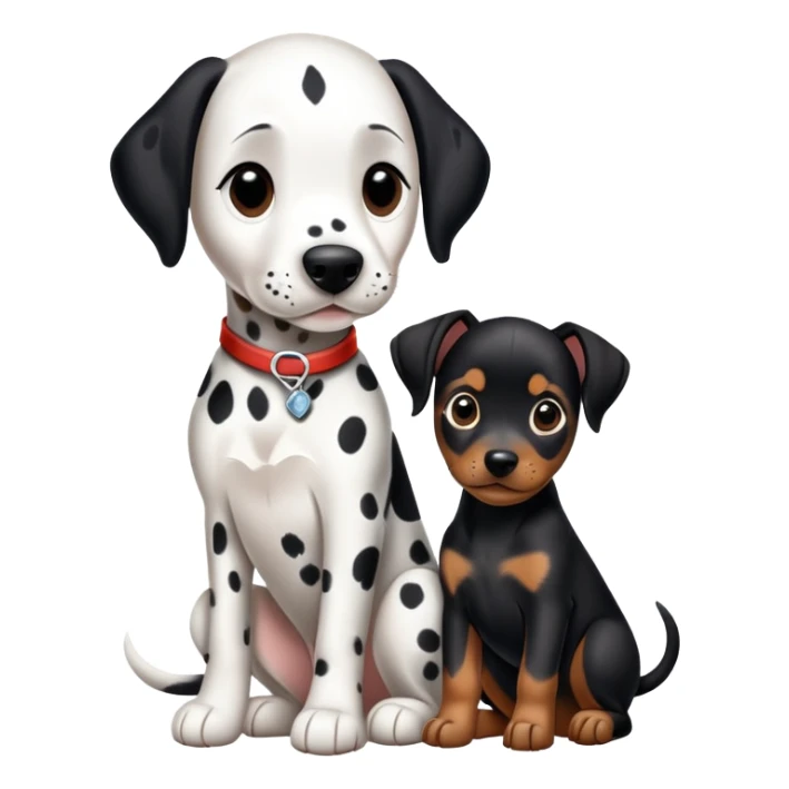 1 Dalmatian adult + 1 dobermann puppy sticker