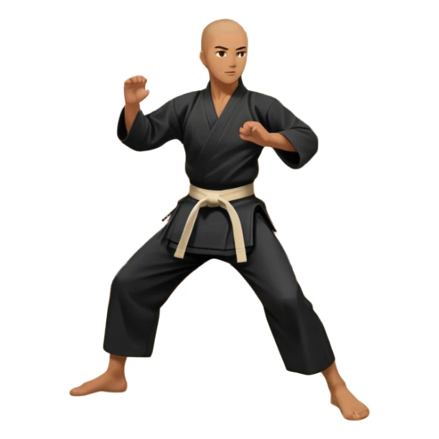 An icon depicting a martial artist in a black gi performing an Aikido technique in a dojo. The background showcases wooden floors, traditional dojo decor, and soft lighting that creates a peaceful yet focused atmosphere. The Aikido practitioner demonstrates fluid movement and precision.  sticker