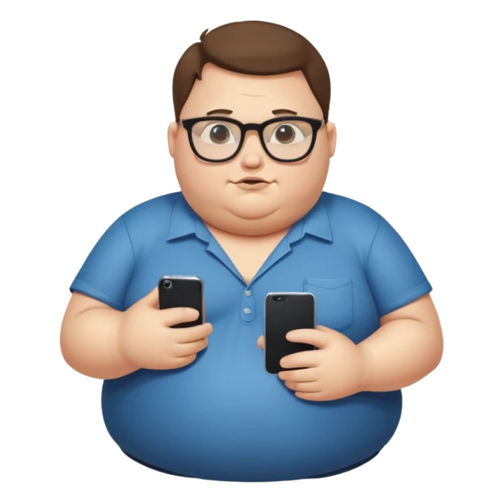 Hombre nerd obeso mórbido con la barriga saliendo de la camisa sticker