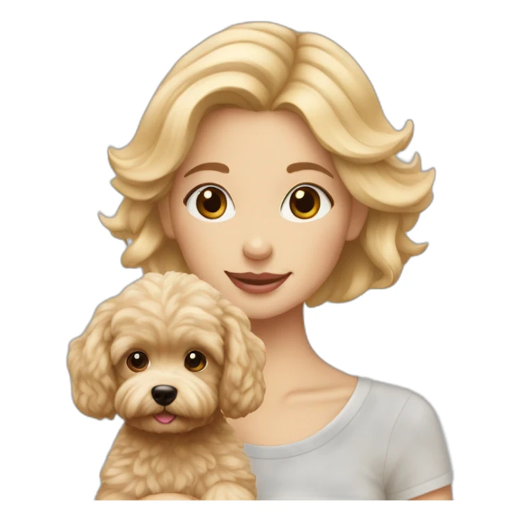 Blonde girl with maltipoo beige sticker