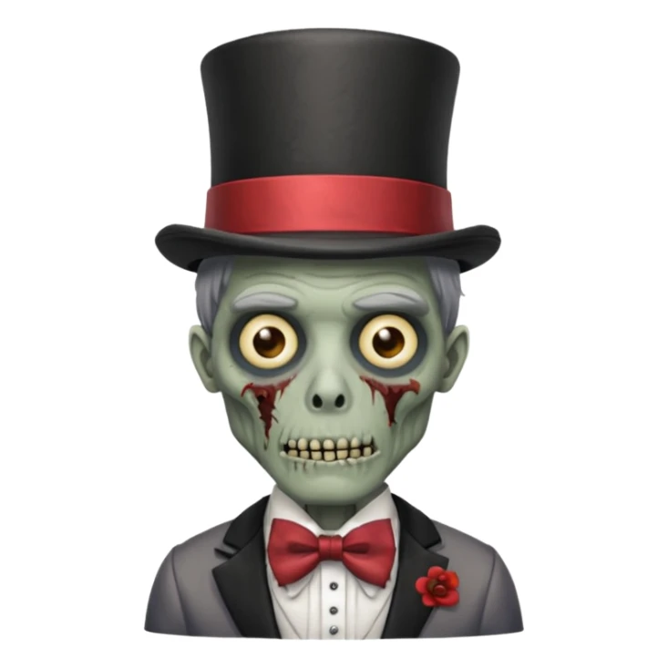 zombie apnda with bow tie and top hat sticker