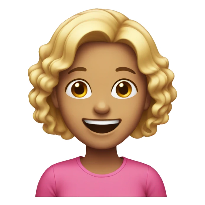 girl laughing wearing pink sticker