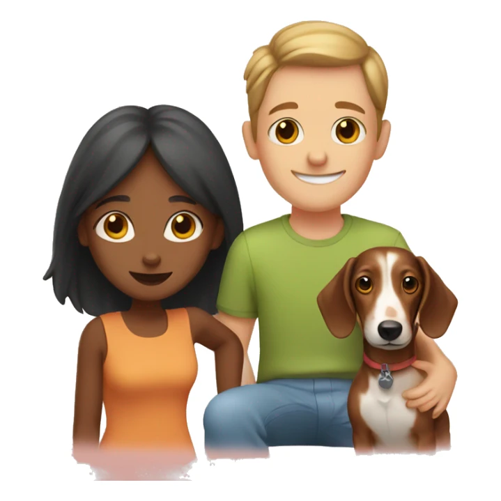 Girl and boy with dachshunds sticker
