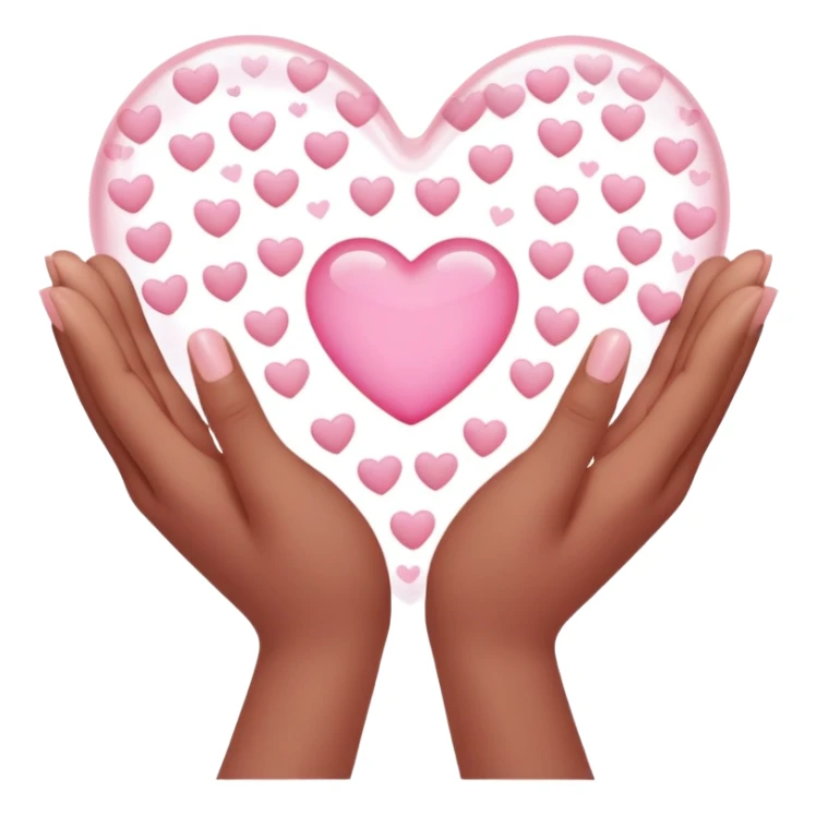Heart hands with small pink hearts coming off sticker