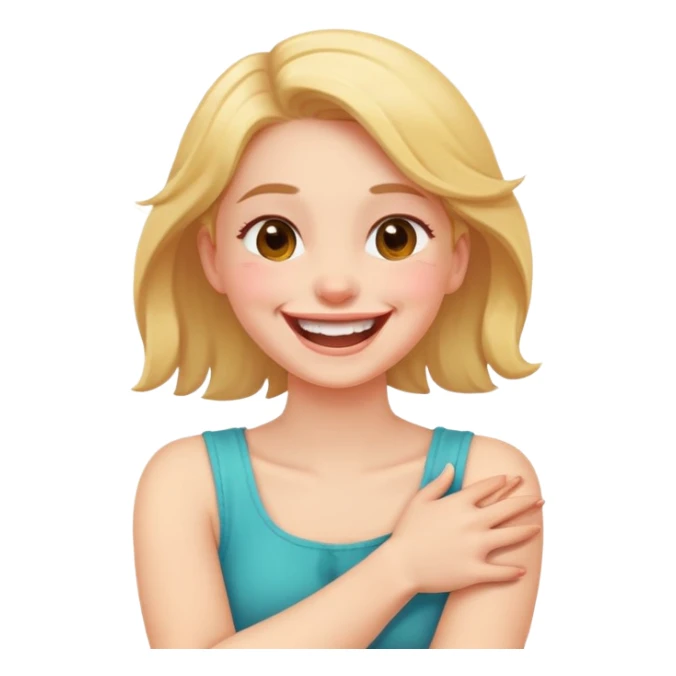 arms crossed holding neck laughing girl sticker