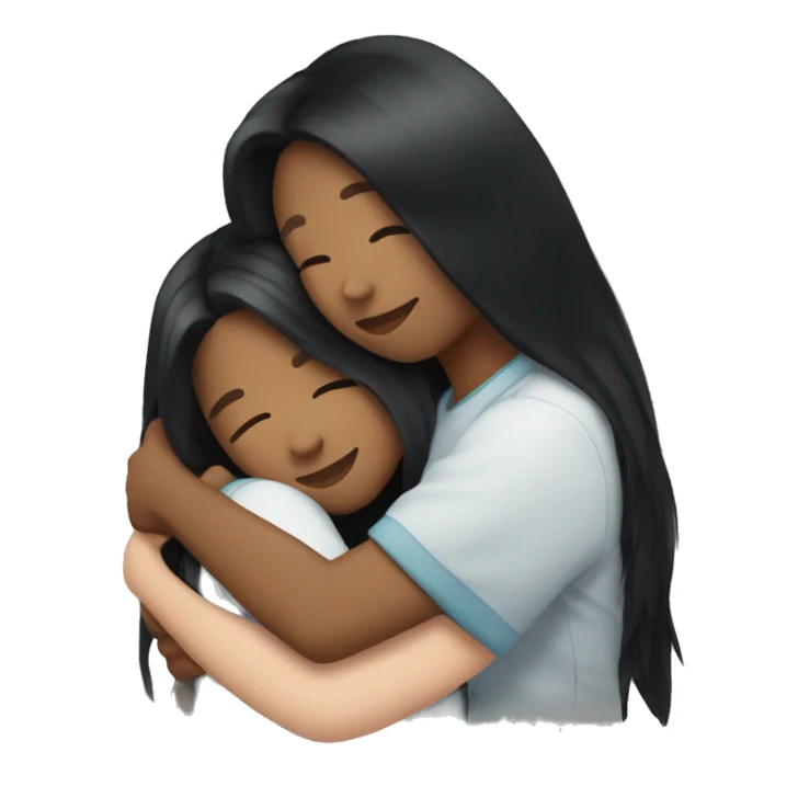 Lesbian with long black hair and white skin hugging her girlfriend from behind sticker