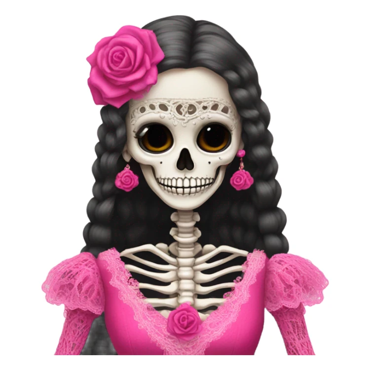 Skeleton wearing hot pink vintage wedding dress to impress sticker