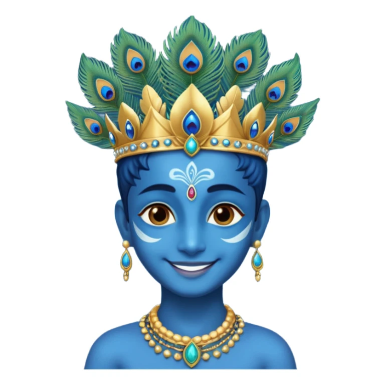 Krishna blue-skinned deity with a peacock feather crown sticker