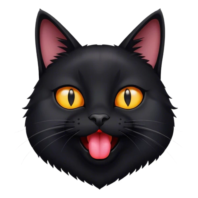 Black cat sticking tongue out  sticker