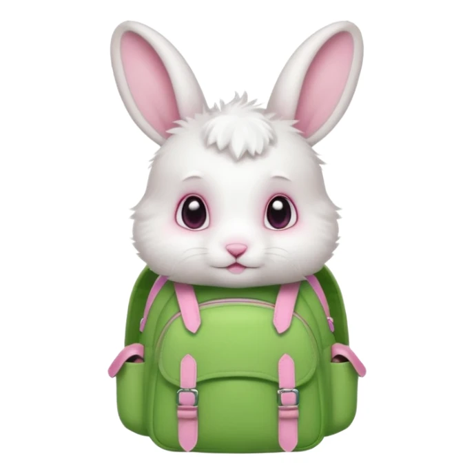 babywhite rabbit wear green backpack sticker