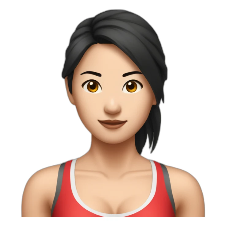 Asian girl CrossFiter in red bra and black leggings sticker