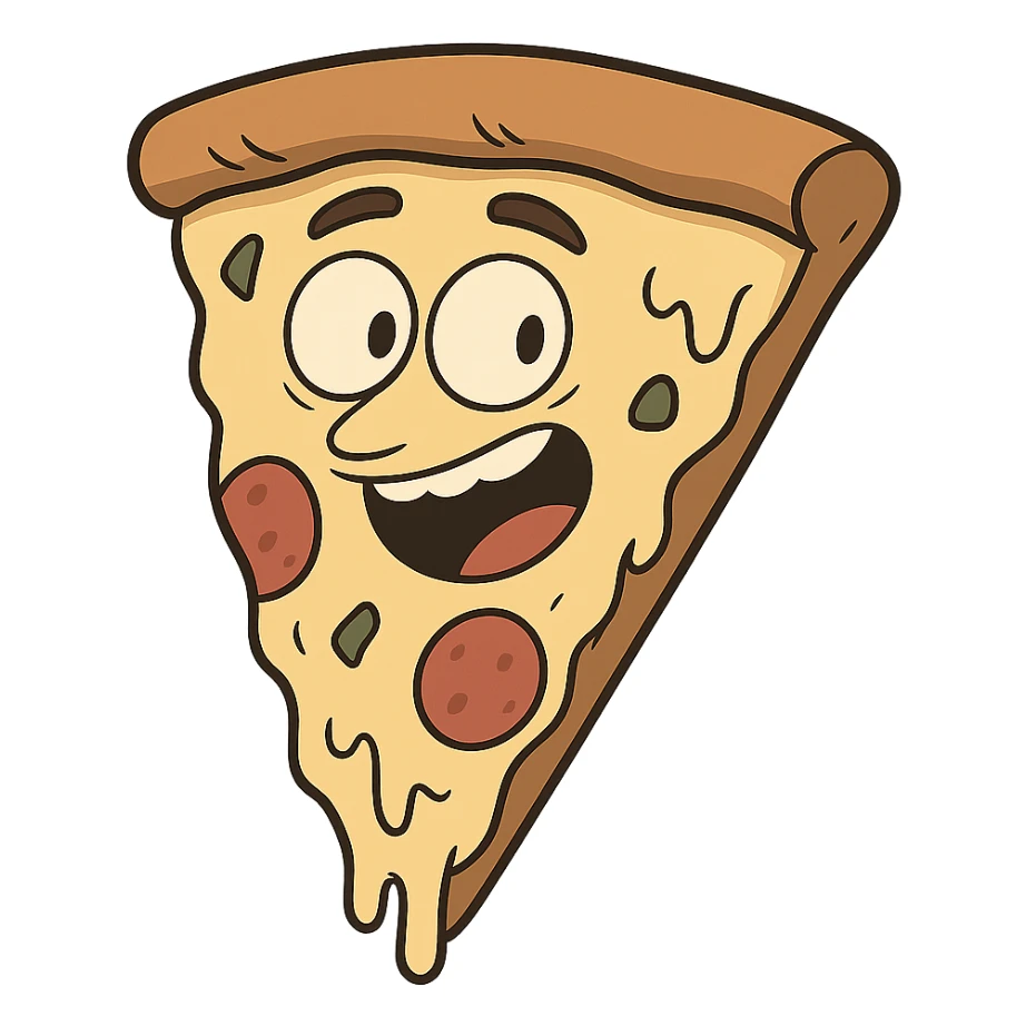 flat toon style pizza slice sticker