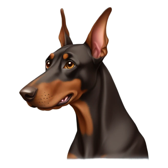 Brown Doberman without cropped ears looking forward and happy  sticker