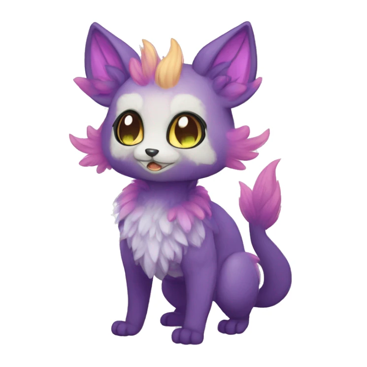 Kawaii bright fantasy ethereal anthro fursona Fakemon animal creature sticker