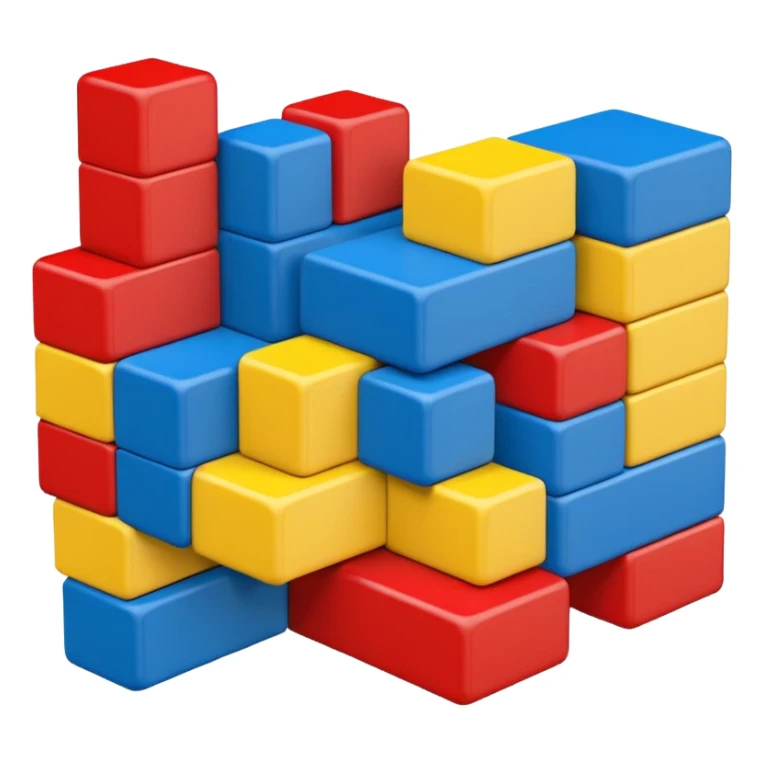 blocks ontop of eachother but staggered in different primary colours sticker