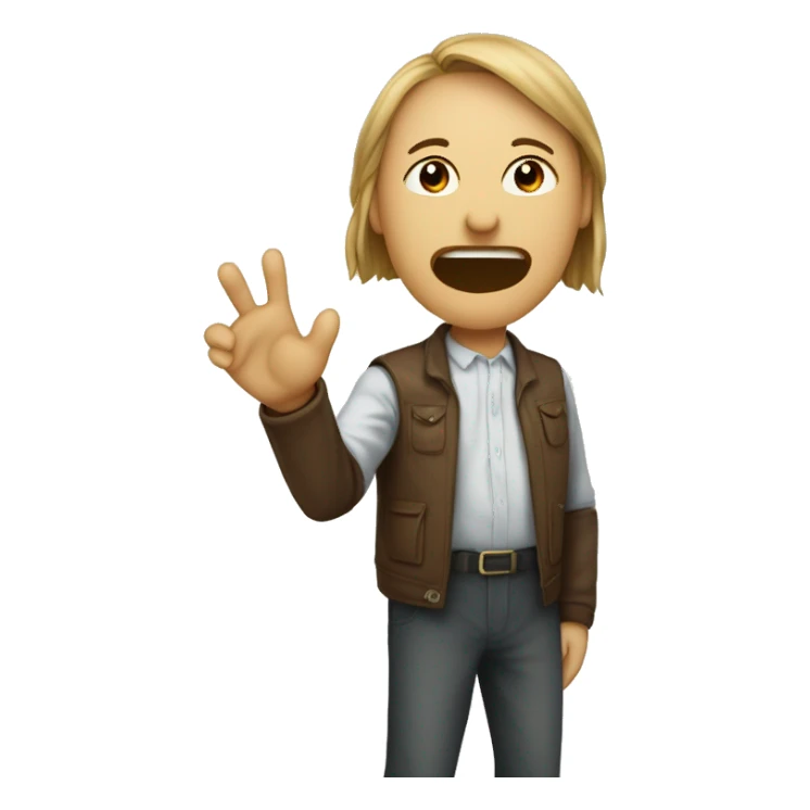 Humain se manquant de quelqu'un avec sa main en éventail devant son nez en tirant la langue sticker