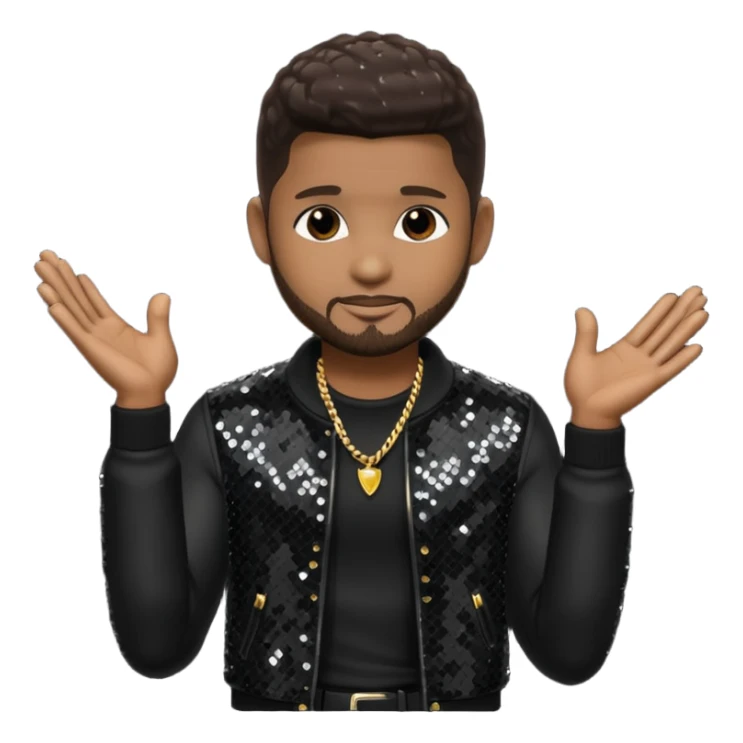 Usher with dark brown hair, black sequin tour outfit  sticker