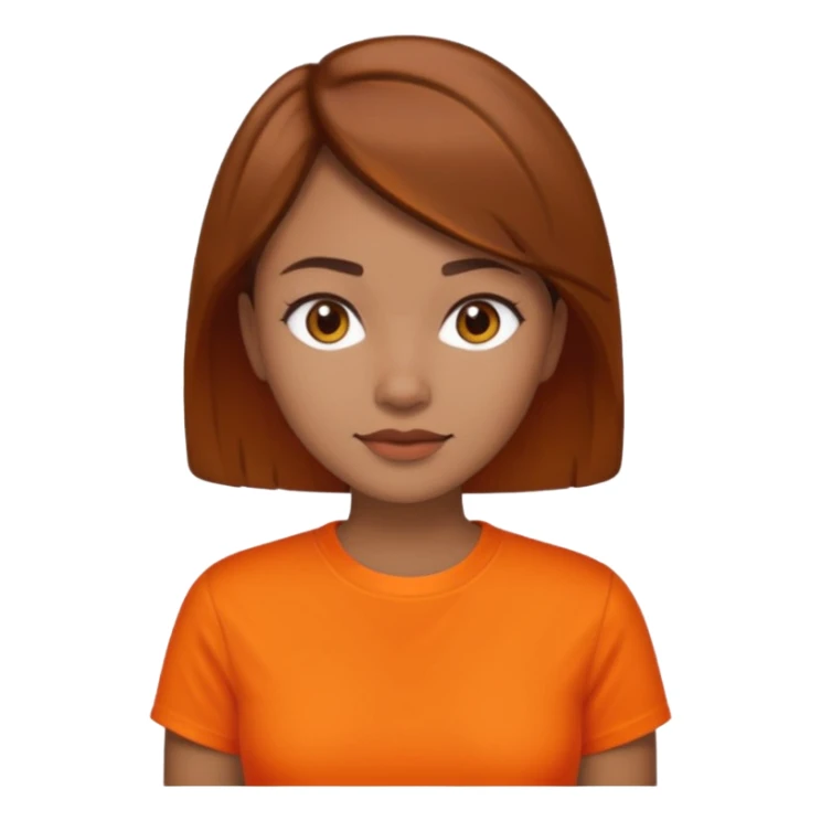 medium tone skin, short brown hair orange shirt woman sticker